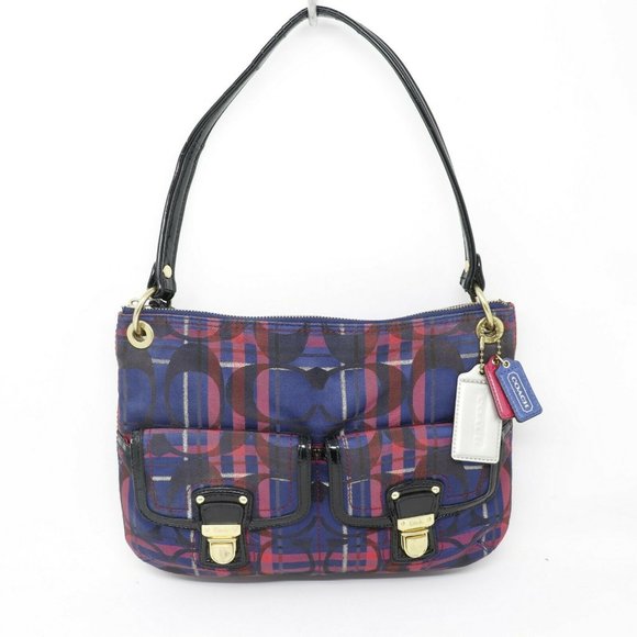 Coach Handbags - Coach Handbag Shoulder Poppy Blue Purple Red Plaid Tartan Purse Bag G1282-21622
